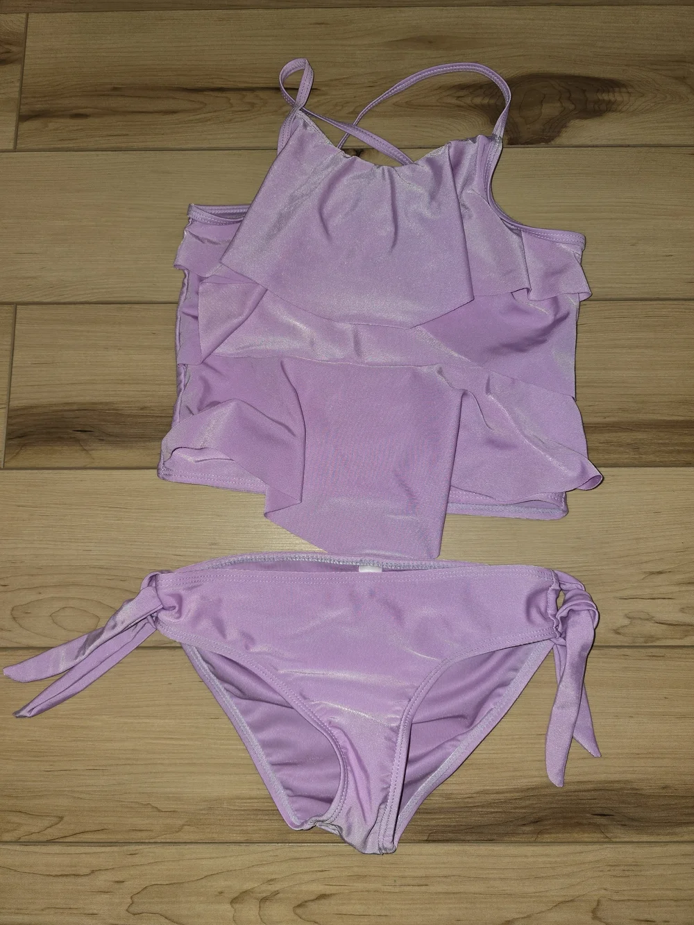 Girls Lilac Ruffle Two-Piece Swim Set - Soft Lavender Bikini